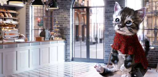 ネコとカフェラテとチョコレートケーキ